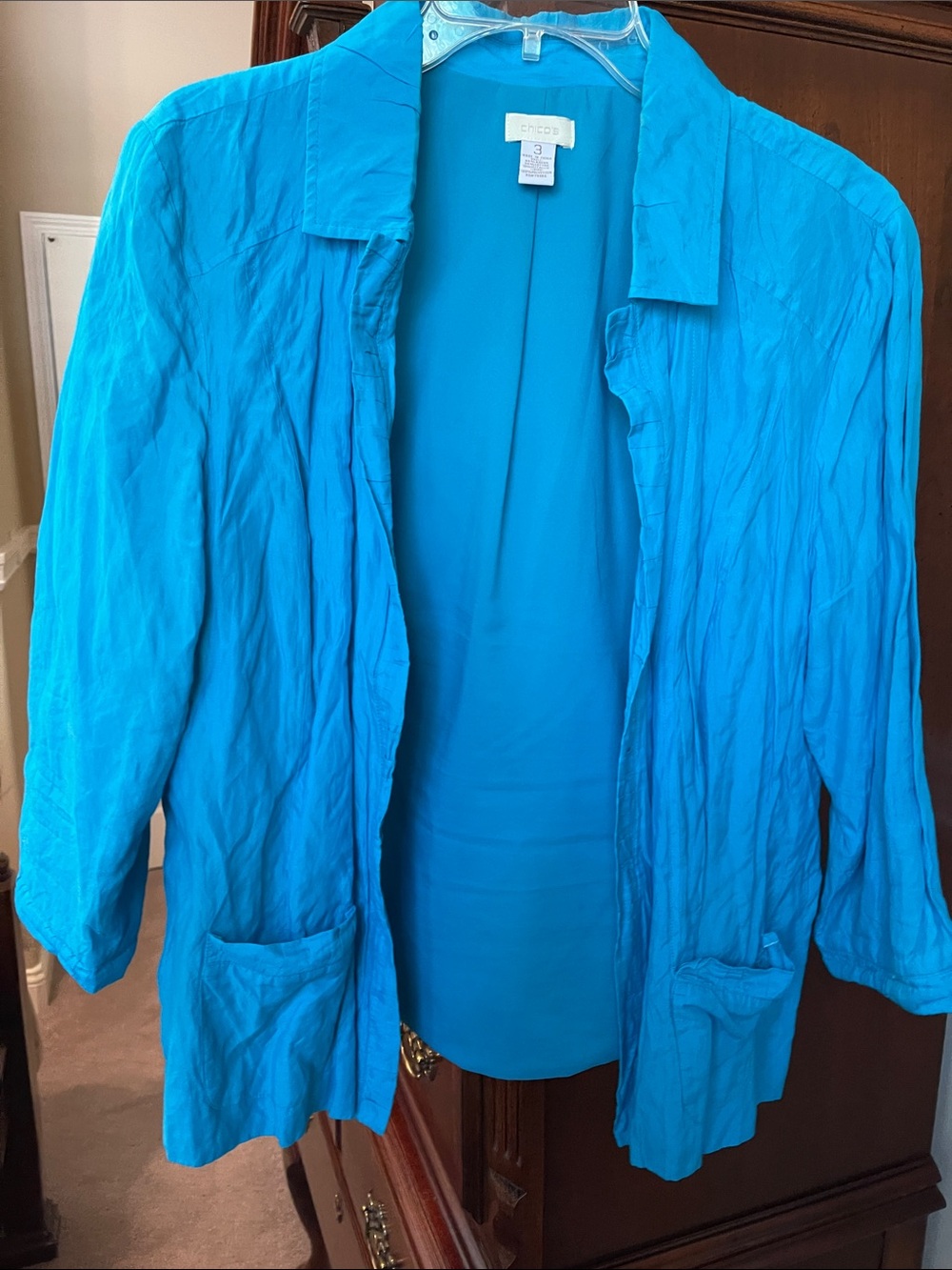 Chico's Vibrant Turquoise Open-Front Jacket
